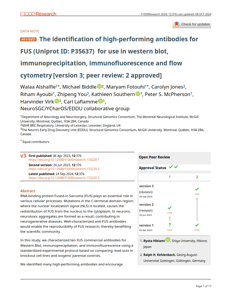 Identification of high-performing antibodies for FUS