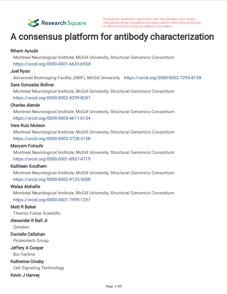 A consensus platform for antibody characterization