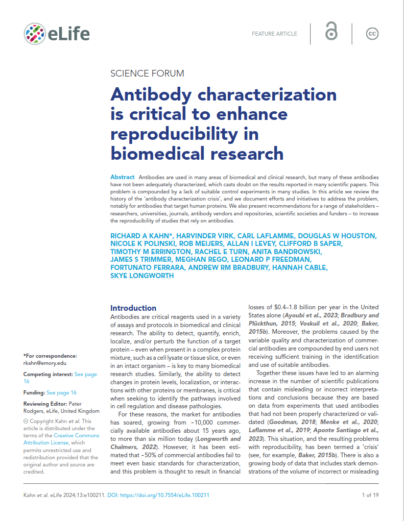 Science Forum: Antibody characterization is critical